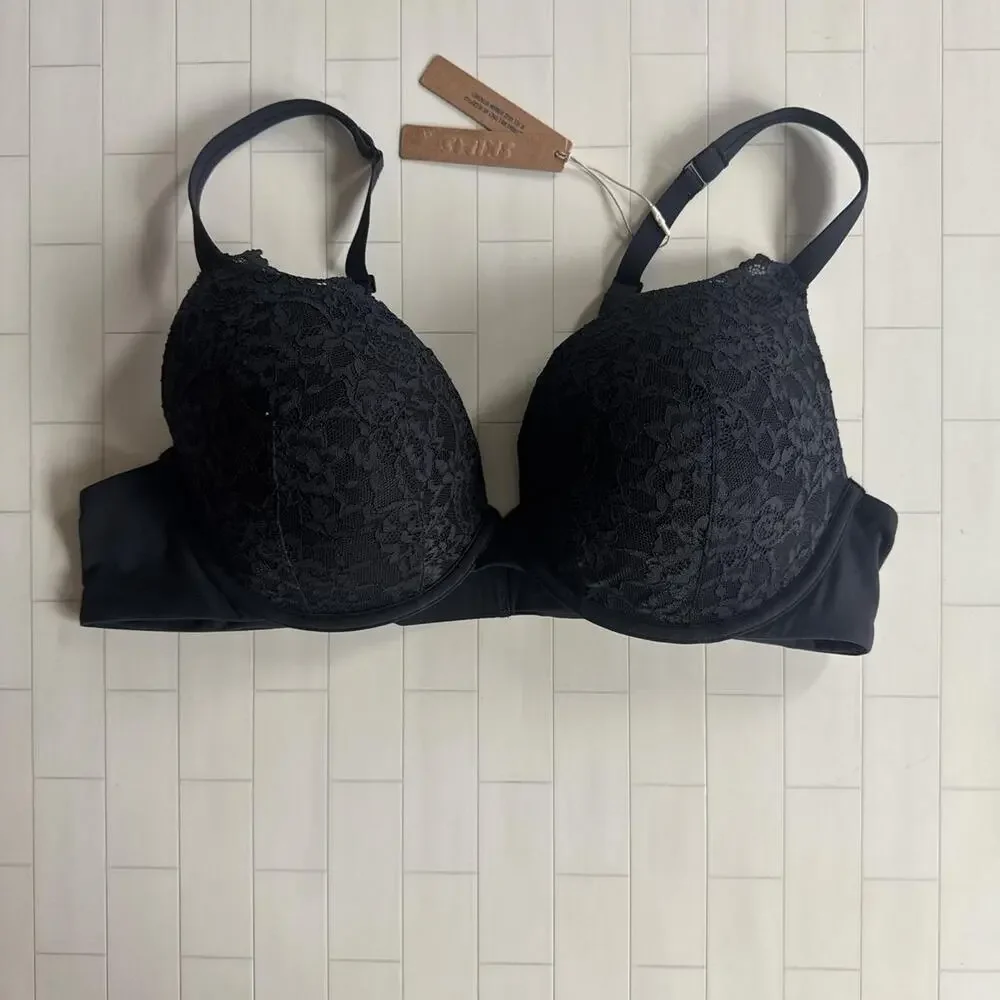 NWT SKIMS Fits Everybody Lace Push-Up Demi Bra - Onyx 42C - Picture 1 of 2